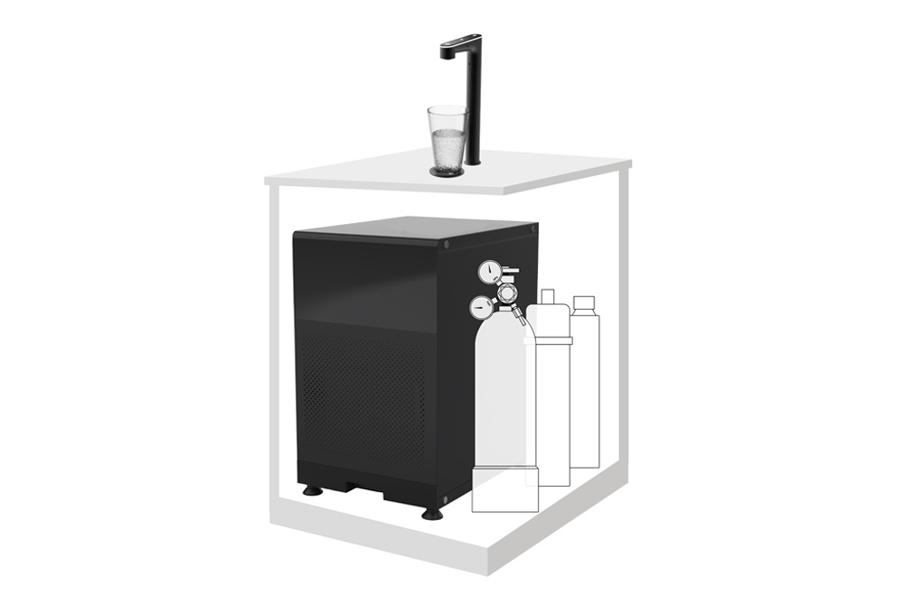 установка обеспечивает пользователей охлажденной, газированной и горячей питьевой водой высшего качества